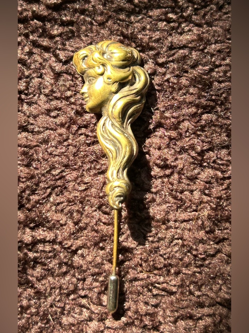 Vintage Gold-tone Art Nouveau Lady Stick Pin